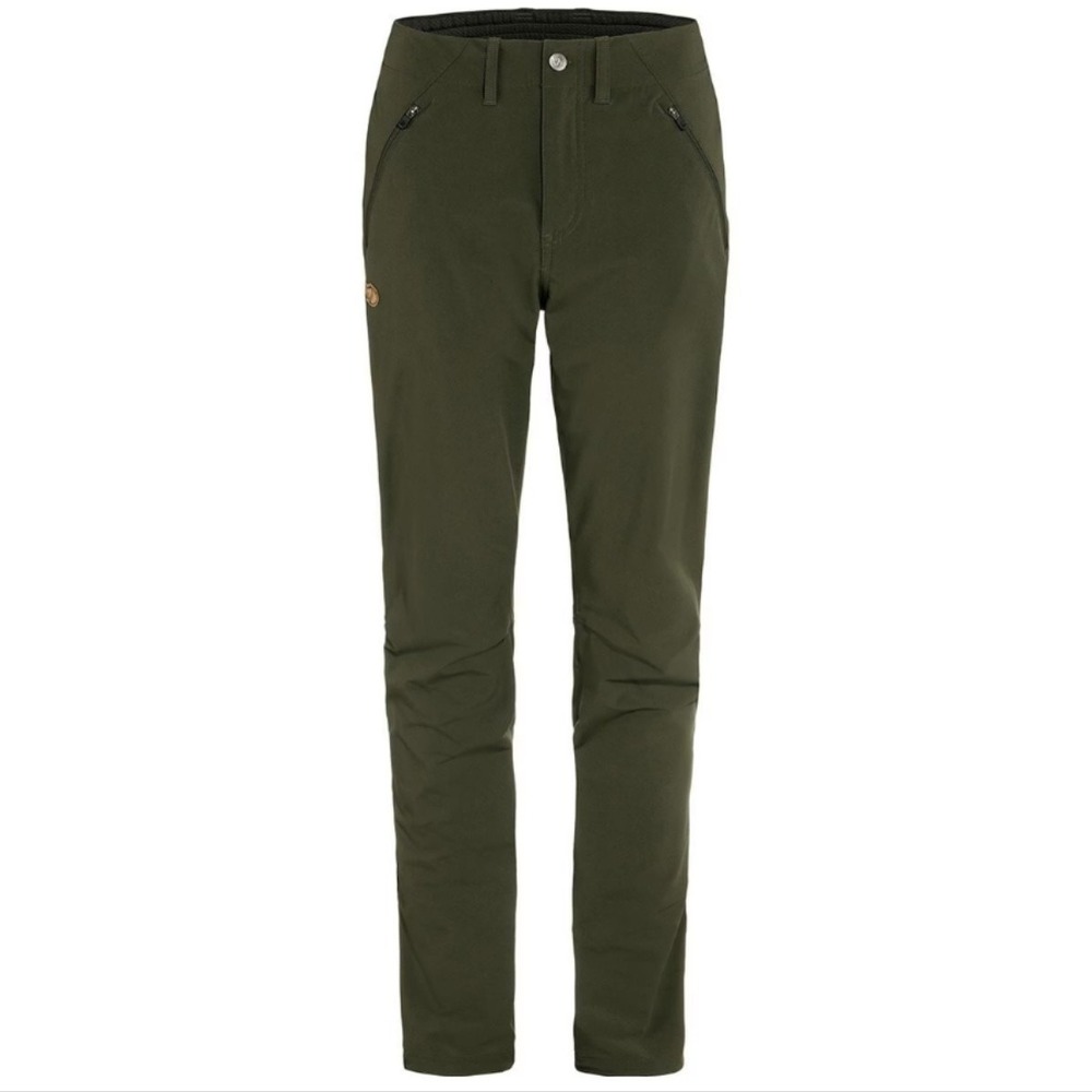 Fjallraven Pants Womens 16 Green Abisko Stretch Hiking Trousers Zip Pockets